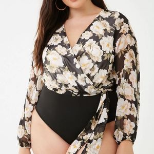 Forever 21 'Floral Surplice Bodysuit' Sz 3X